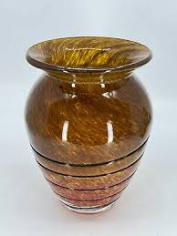 Bohemian Czech Art Glass Vase with Black Glass Windings Hand ...