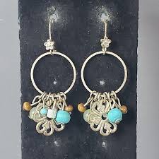 Dangle Beaded Earrings Silver Tone Retro Mid Century ...