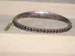 Antique Real Dark Bohemian Garnet Brass Hinged Bracelet ...