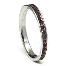 316L Stainless Steel Garnet Red Cubic Zirconia CZ Eternity ...