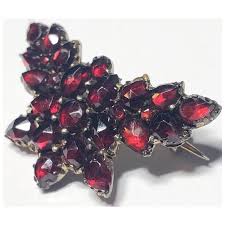 Victorian Bohemian Garnet Silver Butterfly Brooch. For Sale at Ruby Lane