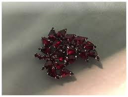 Ruby Rhinestone Cluster Brooch. For Sale at Ruby Lane