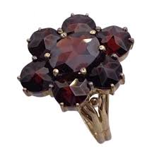 Buy Bohemian Garnet Cluster Ring 14K Gold 7.30 Carat Seven Stone Online | Arnold Jewelers