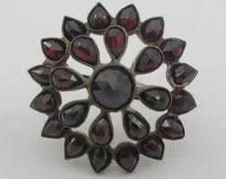 Antique Victorian BOHEMIAN GARNET PIN Brooch Gilt Sterling Silver Rose Cut Bohemian Garnets Starburst Cluster Pin E587 - Etsy