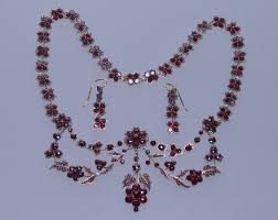 Antique Victorian Bohemian Garnet Necklace Earrings Set C ...