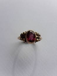14kt Solid Yellow Gold Geometric Rhodolite Garnet Ring ...