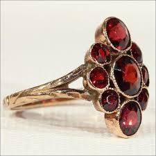 Antique Edwardian Garnet Cluster Ring in 9k Rose Gold ...