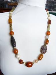 Antique Chinese Carved Hsiu Jade Necklace With Shell and Resin Beads, Dream in Caramel - Etsy