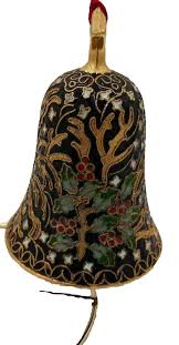 Cloisonne Christmas Ornament Bell Vintage 3" x 3.5" Cobalt Blue Gold Enamel | eBay Australia
