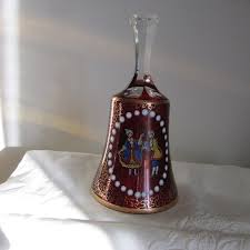 Bohemian Hand Painted Red Glass Bell Victorian Couple Gold Accents 1940s Collectible Bell - Etsy