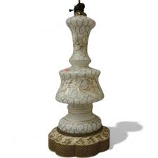 Lot - Frosted Glass Lamp Base with Gilt Floral Decor