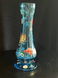 Blue Hand Painted Minature Glass Bud Vase | eBay