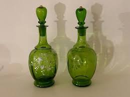 Antique Pair Moser Perfume Bottles Hand Blown H/Painted Enamel Glass, Stoppers | eBay