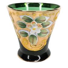 Antique Wine Cordial Bohemia Czech Republic Green Glass With ...