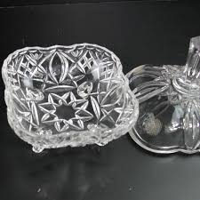 VINTAGE CUSHION BOHEMIAN CZECH CROSSHATCH TEXTURED CRYSTAL COVERED COMPOTE BOWL | eBay