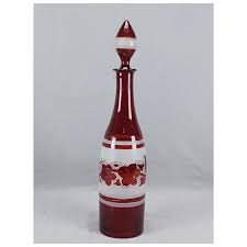 19th Century Bohemian Ruby Stained Frosted & Gilt Birds ...