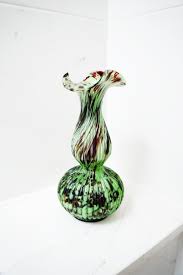 Vintage Confetti Green Brown Glass Vase - Etsy