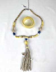 NWT! Chico's Wood Bead And Leather Tassel Y Necklace Yellow ...