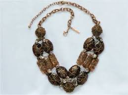 Oscar de la Renta Bronze Wrapped Glass Necklace Costume. For ...