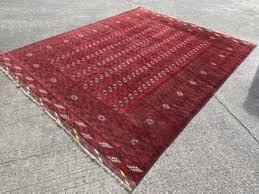 VINTAGE YAMUT CARPET, LARGE HAND MADE TEKKE TURKOMAN RED GUL ...