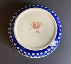 Boleslawiec Polish Pottery Serving Bowl Blue Dots Brown ...
