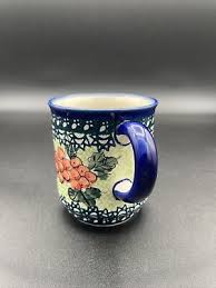 New! Handmade Boleslawiec Polish Pottery Mug- Vineyard Grapes Signed- 3.5” H | eBay