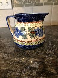 Hand Painted Polish Pottery Pitcher: Floral Decor, 4 3/4" - Etsy