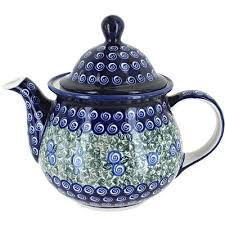Blue Rose Polish Pottery Seaside Swirl Large Teapot : Target