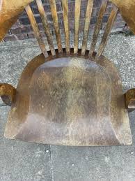 Vintage Wood Bankers Lawyer Office Desk Chair Swivel Rolls ...