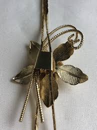 Vintage Gold Tone Bolo Tie Rose Necklace Flower Mesh Center 29” J22 | eBay