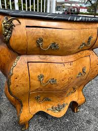 Italian Burl With Black and White Marble Top Side Tables/ Chests With Rams Head Metal Mountings a Pair | Chairish