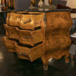 Vintage Hand Painted French Bombe Style Chest with Black Marble Top | Grandview Mercantile