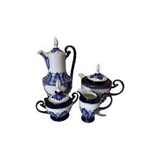 1990s Bombay Cobalt Blue and White Teapot / Coffee Set - 4 ...