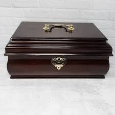 Beautiful Vintage Wooden Jewelry Treasure Box With Brass ...