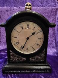 12" Custom Wood Mantel Clock Gothic w/ Skulls "Time is ...