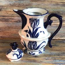 Bombay Tall 7" Coffee Tea Pot With Lid Porcelain Blue ...