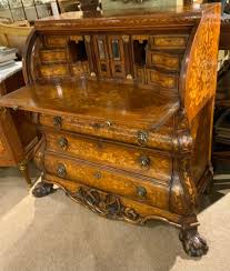 Dutch Marquetry Inlaid Cylinder Desk/Bureau 18 Th Century, Bombe' Chest Form For Sale at 1stDibs