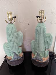 Vintage Cactus Lamps Plaster Kitschy Retro Mint Green ...