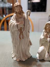 Vintage Bon Ton Jade Porcelain Mary and Joseph Figurines ...