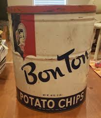 VINTAGE BON TON POTATO CHIPS NEW YORK, NY TIN METAL CAN BOX ...