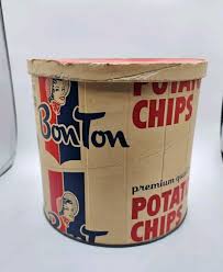Vtg BonTon Bon Ton Potato Chips Cardboard Paper Chip Tin ...