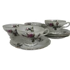 SILVERIE CHINA PINK/BLUE/WHITE FLOWERS SCROLLS TEACUP & SAUCER SET | eBay