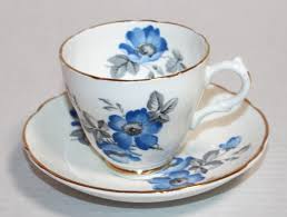 Vintage English Castle Bone China Teacup & Saucer Blue ...