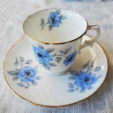 Vintage Hammersley Bone China Blue Floral Demitasse Cup and ...