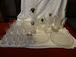 Antique EAPG Flint Glass 42 Piece Set Currier & Ives Pattern | eBay