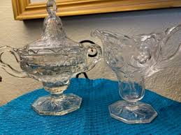 Antique Early American Pattern Glass Very Fancy Ornate Cream and Covered Sugar - Etsy