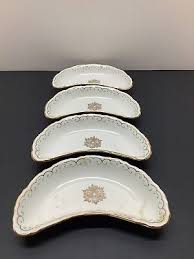 Antique K.T. & K Co 4pc crescent bone dishes semi vitreous porcelain gold design | eBay