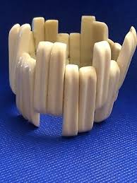 VINTAGE WIDE BAKELITE STRETCH BRACELET OFF WHITE | eBay