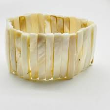 Cream Shell Strip Stretch Bracelet Beach Coastal Islands ...