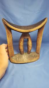 Antique African wood carved trivlbal art headrest Ethiopia ...